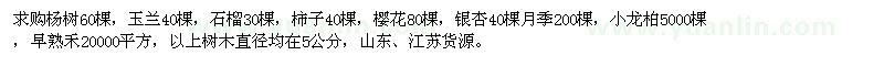 求购直径5公分杨树、玉兰、石榴、柿子