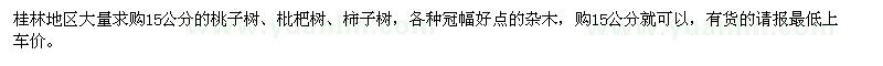 求购15公分桃子树、枇杷树、柿子树