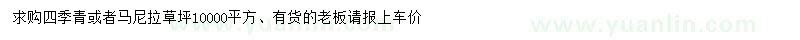 求购四季青、马尼拉草坪