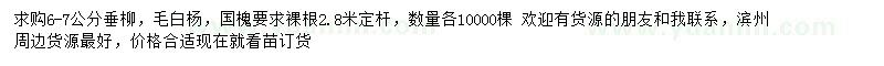 求购垂柳、毛白杨、国槐