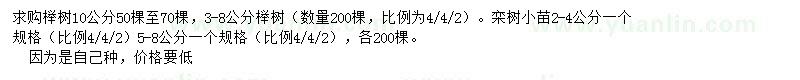 求购榉树小苗、栾树小苗