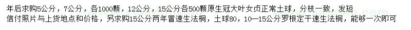 求购大叶女贞、速生法桐