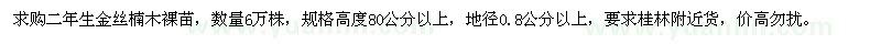 求购高80公分以上金丝楠木裸苗