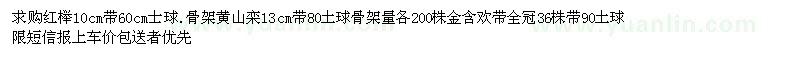 求购榉树、黄山栾、金合欢