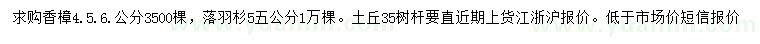 求购4、5、6公分香樟、5公分落羽杉