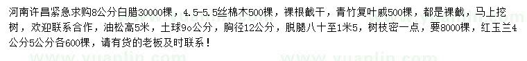 求购白腊、丝棉木、青竹复叶槭等