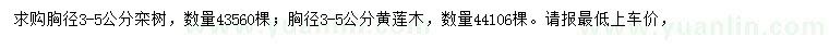 求购胸径3-5公分栾树、黄莲木