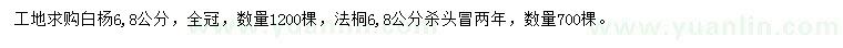 求购6、8公分白杨、法桐