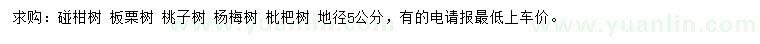 求购碰柑树、板栗树、桃子树等