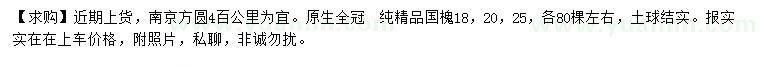 求购18、20、25公分精品国槐