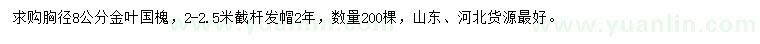 求购胸径8公分金叶国槐