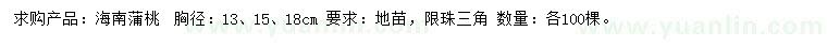 求购胸径13、15、18公分海南蒲桃