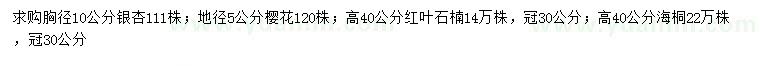 求购银杏、樱花、红叶石楠等