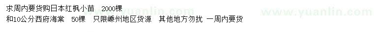 求购日本红枫、10公分西府海棠