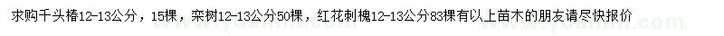 求购千头椿、栾树、红花刺槐