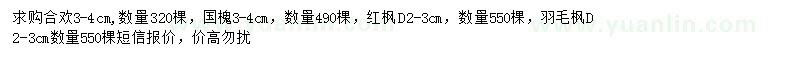 求购合欢、国槐、红枫等