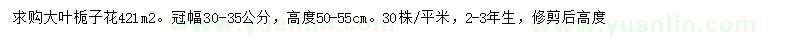 求购冠幅30-35公分大叶栀子花