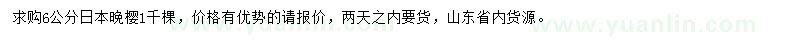 求购6公分日本晚樱