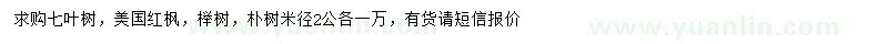 求购七叶树、美国红枫、榉树等