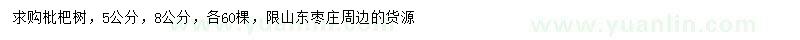 求购5、8公分枇杷树