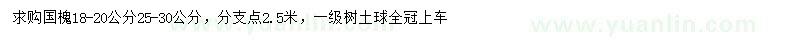 求购18-20、25-30公分国槐