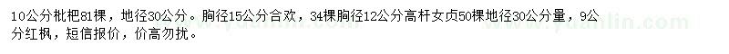 求购枇杷树、合欢、高杆女贞等