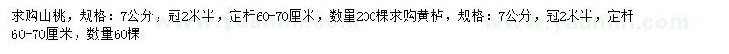 求购7公分黄栌、山桃