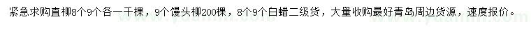 求购直柳、馒头柳、白蜡