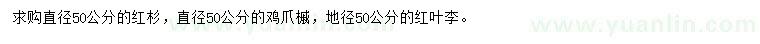 求购红杉、鸡爪槭、红叶李