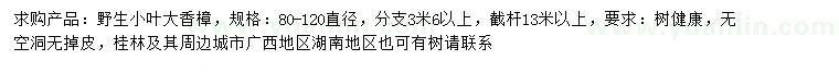 求购直径80-12公分野生小叶大香樟