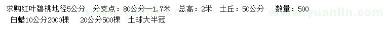 求购地径5公分红叶碧桃、10、20公分白蜡