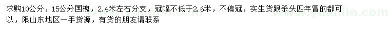 求购10、15公分国槐