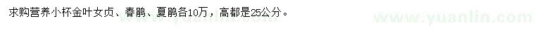 求购金叶女贞、春鹃、夏鹃