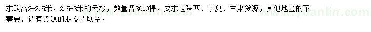 求购高2-2.5、2.5-3米云杉