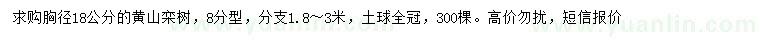 求购胸径18公分黄山栾树