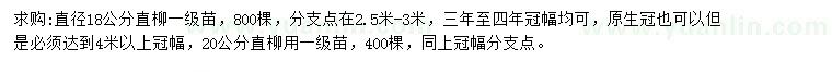 求购直径18、20公分直柳