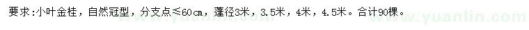 求购蓬径3、3.5、4、4.5米小叶金桂