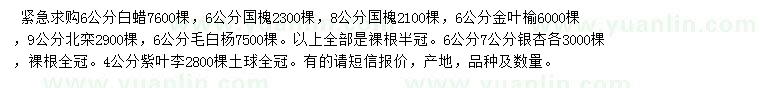 求购白蜡、国槐、金叶榆等