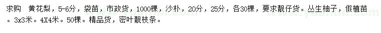 求购黄花梨、沙朴、丛生柚子