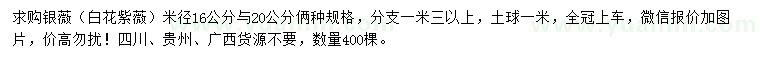 求购米径16、20公分白花紫薇