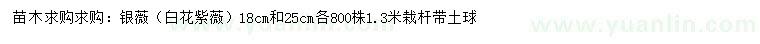 求购18、25公分白花紫薇