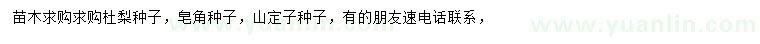 求购杜梨种子、皂角种子、山定子种子