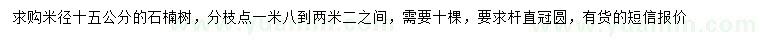 求购米径15公分石楠树