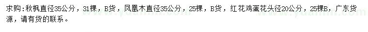 求购秋枫、凤凰木、红花鸡蛋花