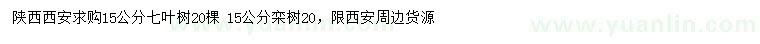 求购15公分七叶树、栾树