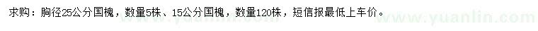 求购胸径15、25公分国槐