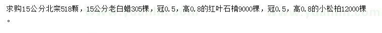 求购北栾、老白蜡、红叶石楠等