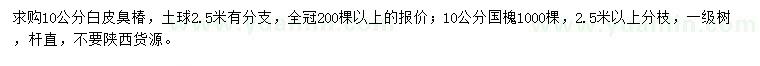 求购10公分白皮臭椿、国槐