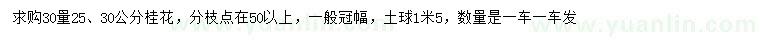 求购30量25、30公分桂花