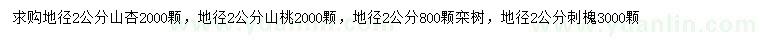 求购山杏、山桃、栾树等